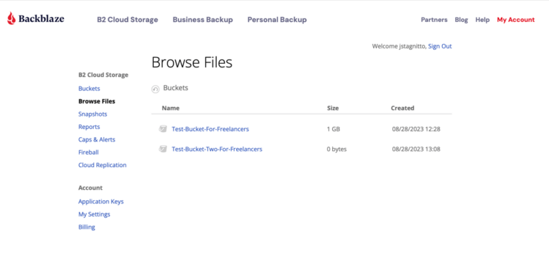 backblaze browse files