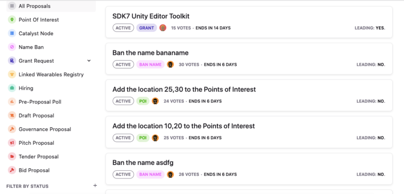 decentraland dao proposals