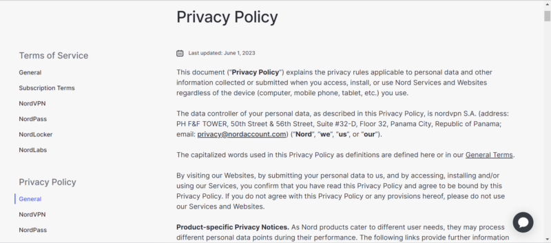 nordvpn privacy policy
