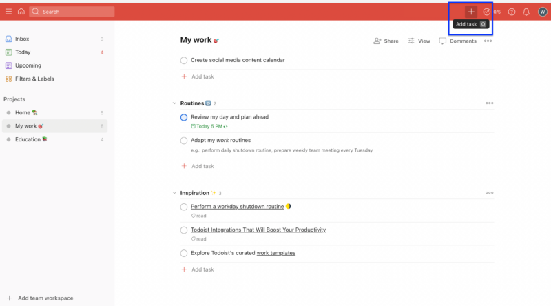 add Todoist task