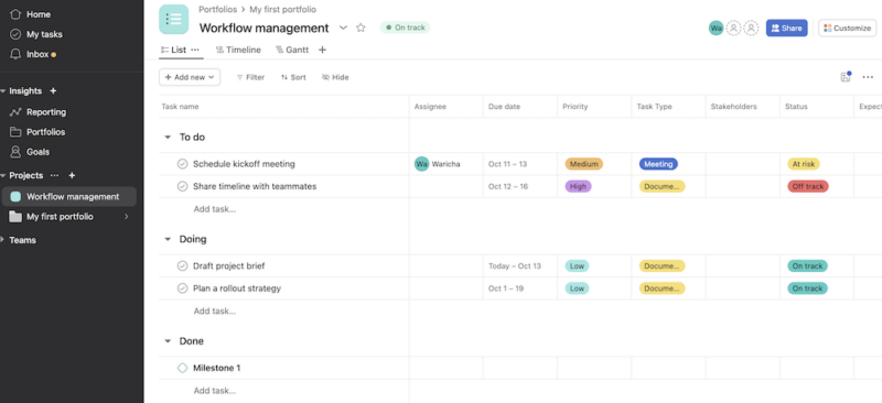 asana workflow management