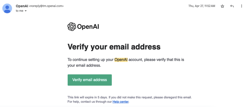 openai verification email