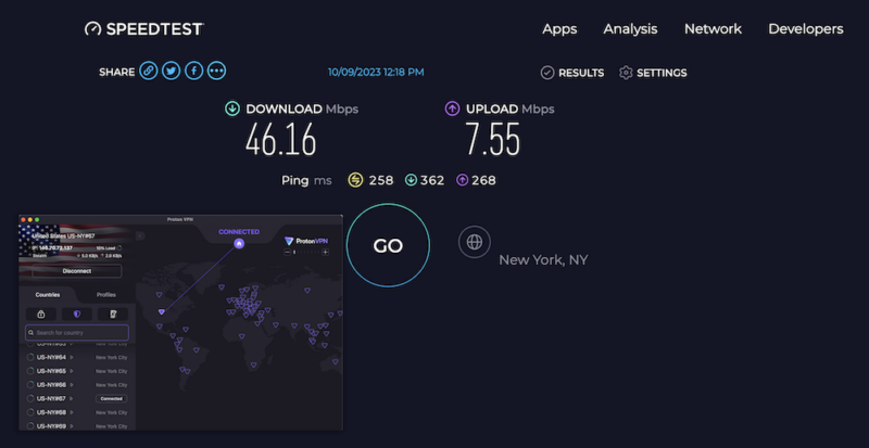 protonvpn speed test