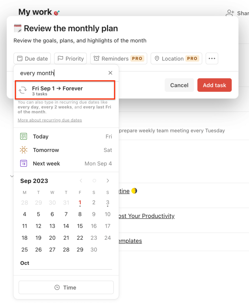 save recurrence pattern