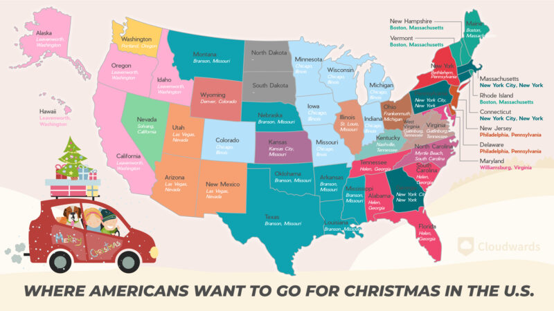 Where Americans Want to Go for Christmas in the U.S.