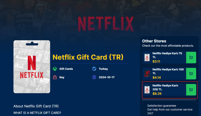 Netflix Turkey gift card