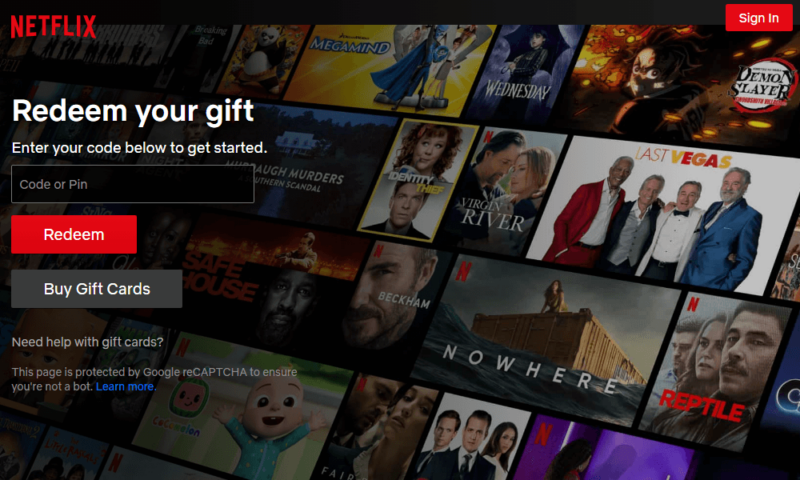 Netflix gift card