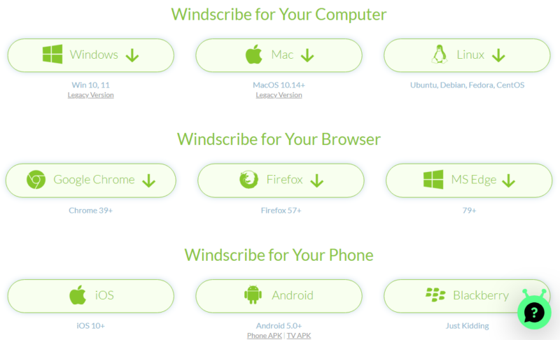 Windscribe apps