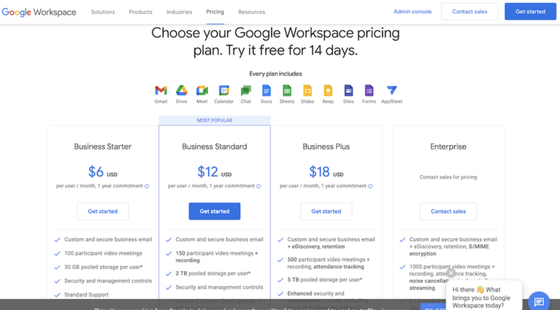 google workspace pricing