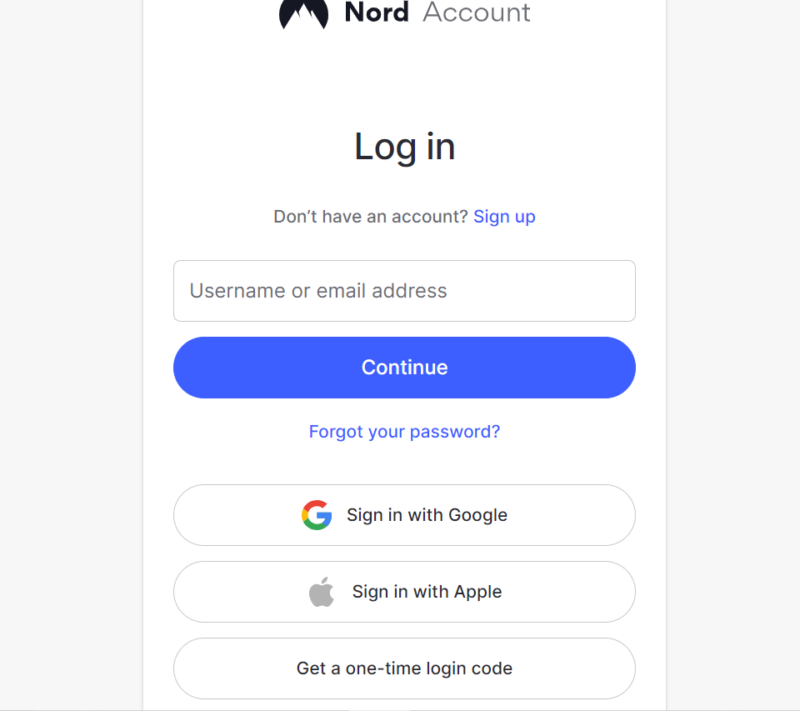 nordvpn login