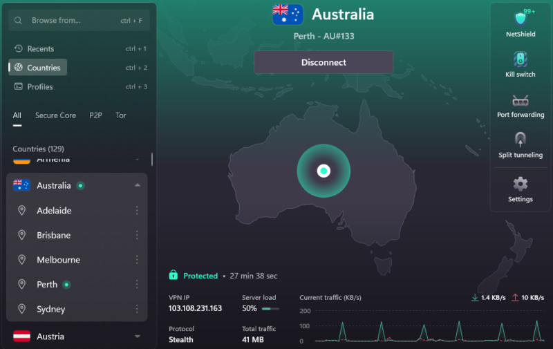 proton vpn australia servers