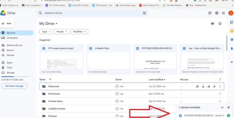 upload drive corresponding