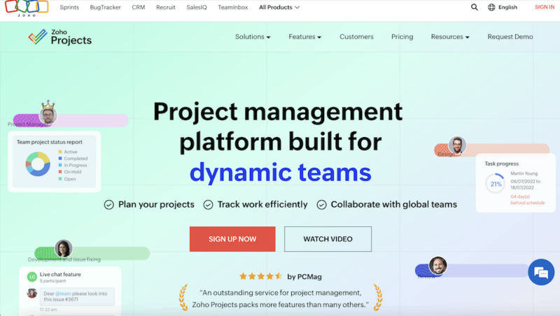 zoho projects homepage