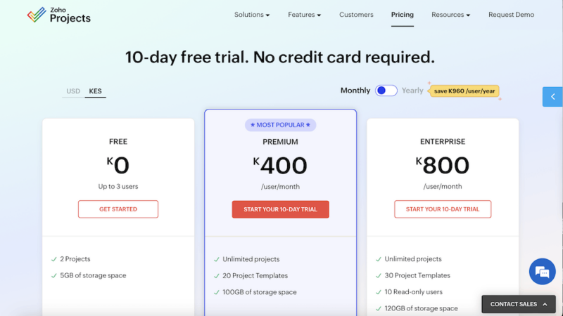 zoho projects pricing plans