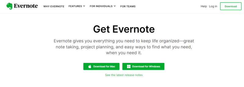 Evernote website