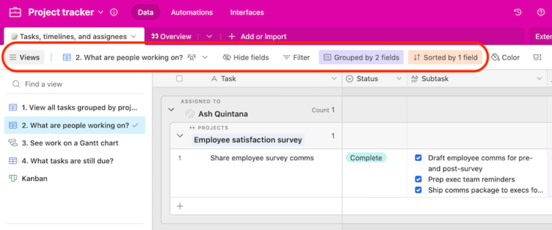 custom views airtable