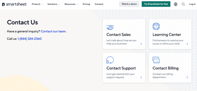 customer support smartsheet