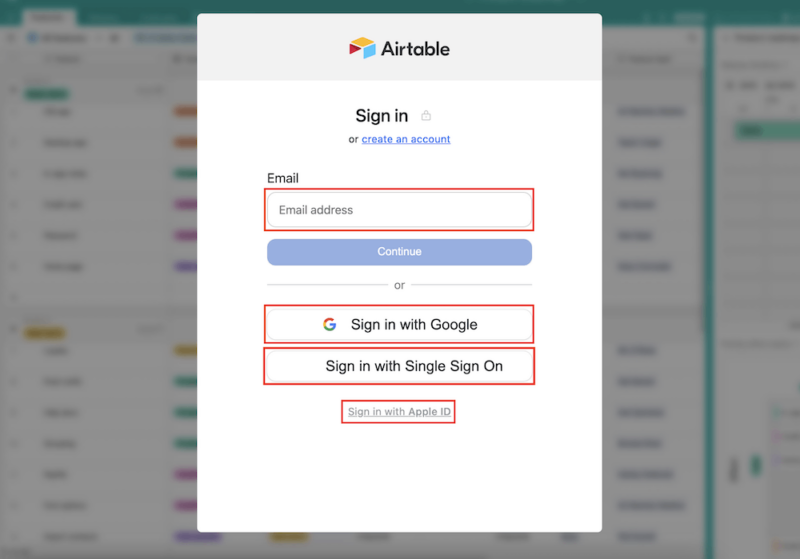sign in airtable step1