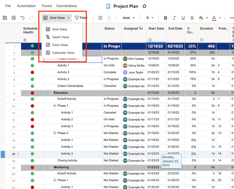 views smartsheet