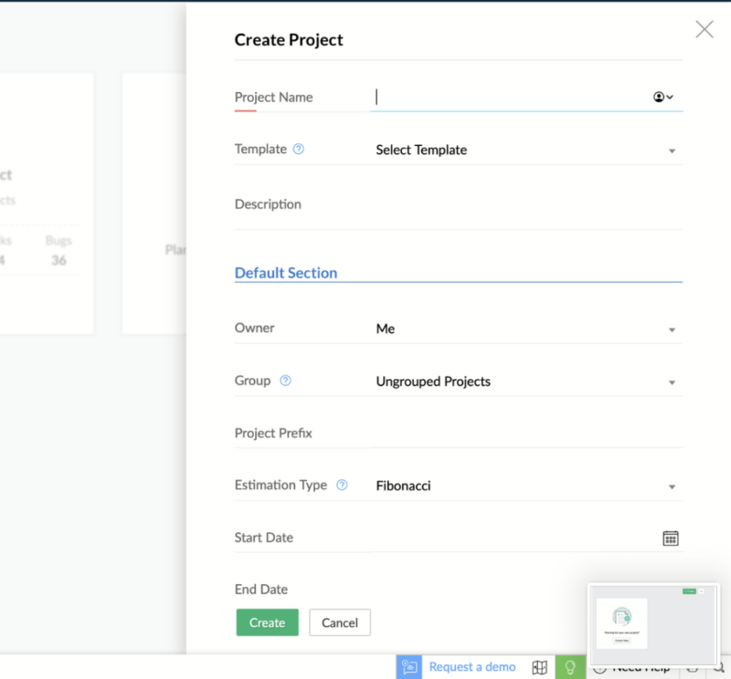 zoho sprints add project data