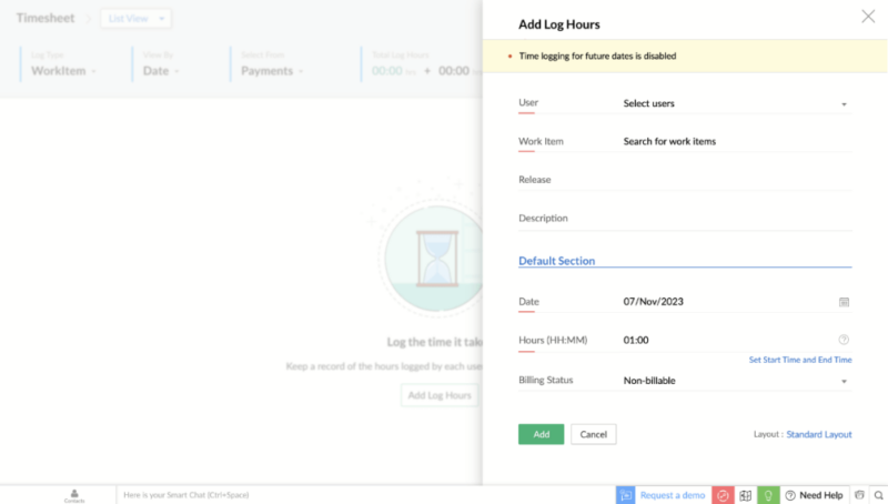 zoho sprints timesheet