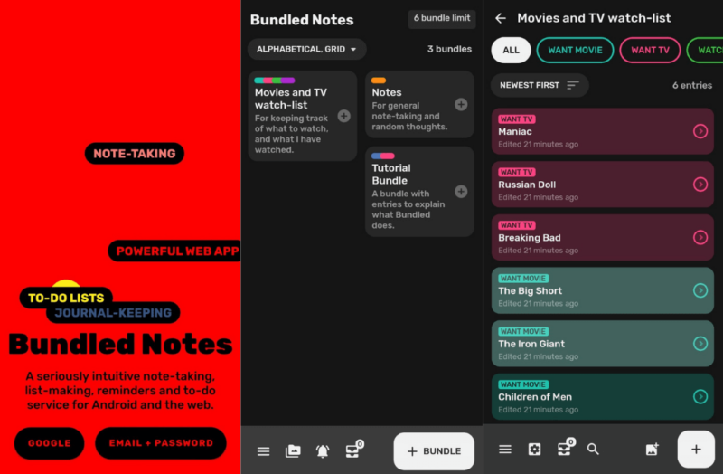 Bundled Notes app