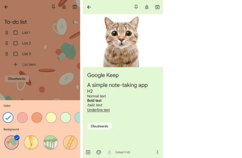 Google Keep interface