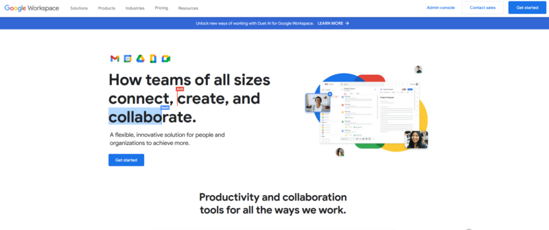 Google Workspace homepage
