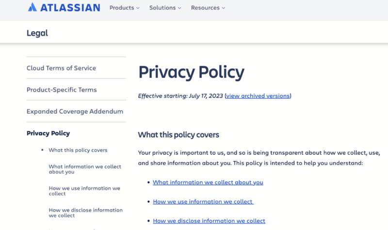 atlassian privacy