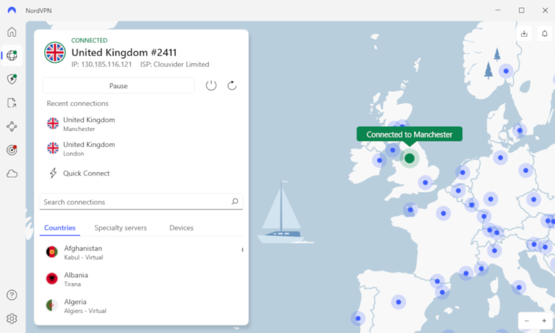 nordvpn uk server