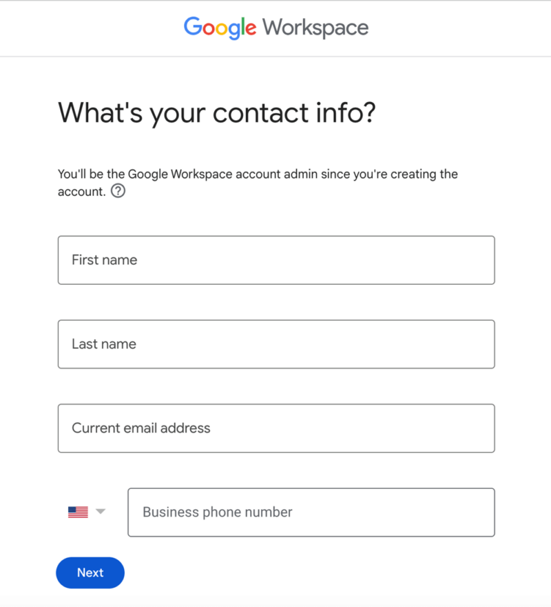 google workspace contact info