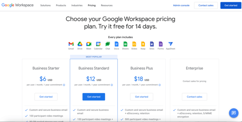 google workspace pricing