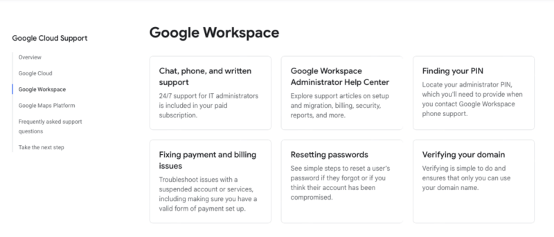 google workspace support hub