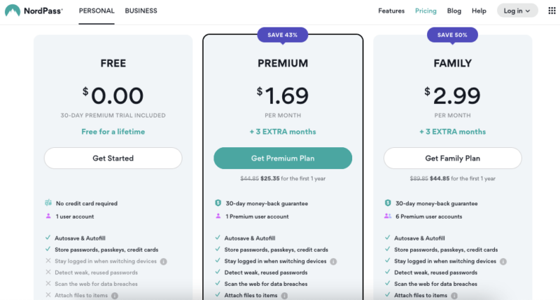 nordpass personal pricing