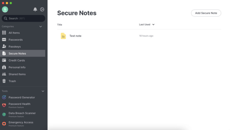 nordpass secure notes