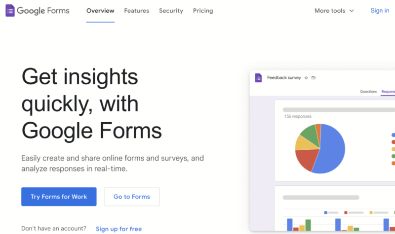 Google forms sign up