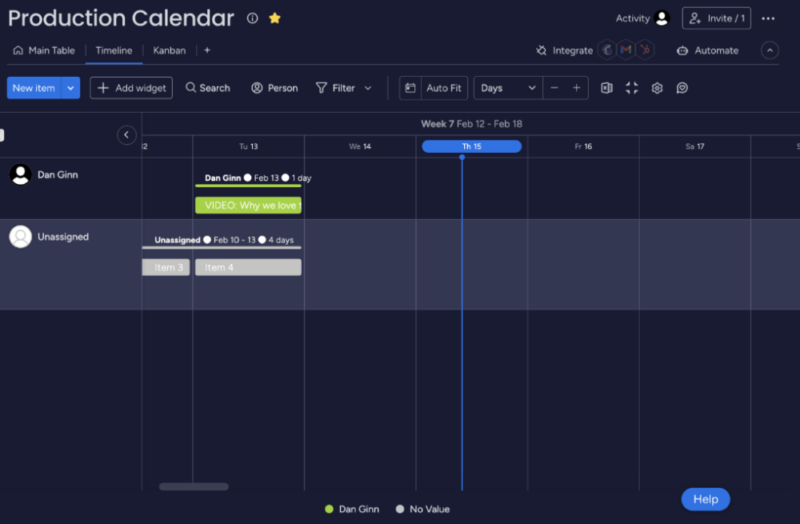 Monday timeline