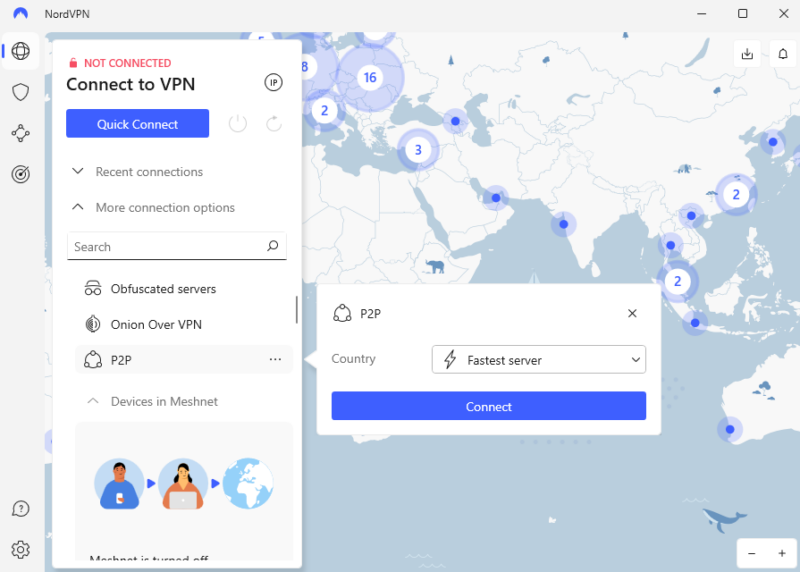 NordVPN P2P servers