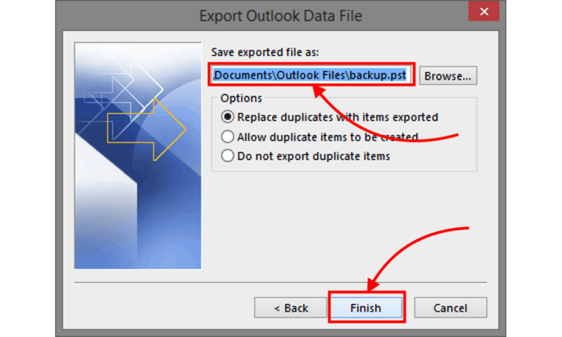 Outlook Client Export Location