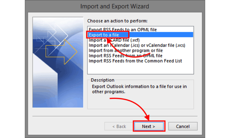 Outlook Client Export To File
