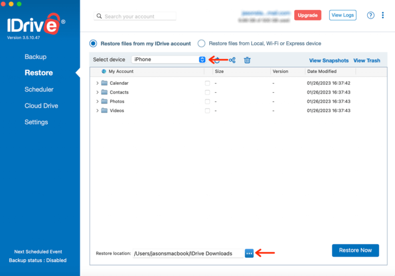 idrive restore data