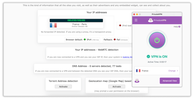 privatevpn dns leak test