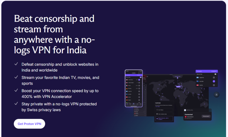 proton vpn india website