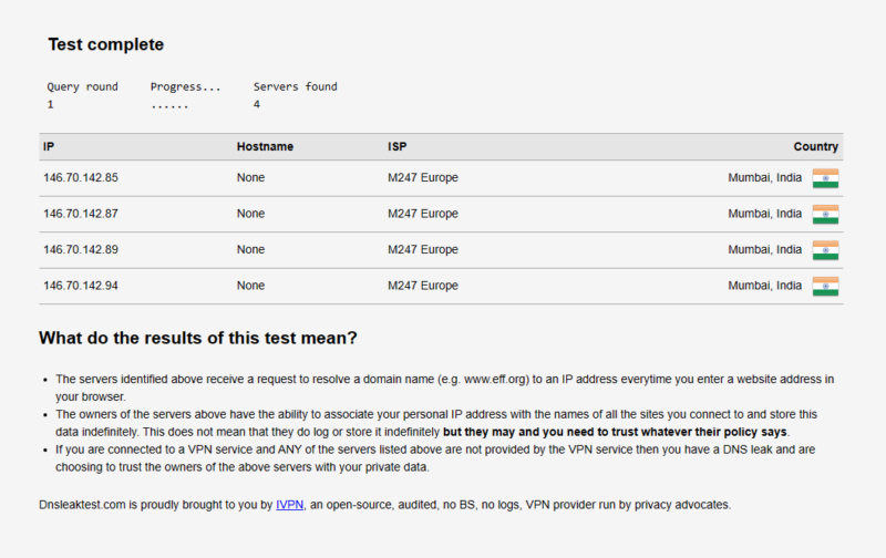 protonvpn dns leak test