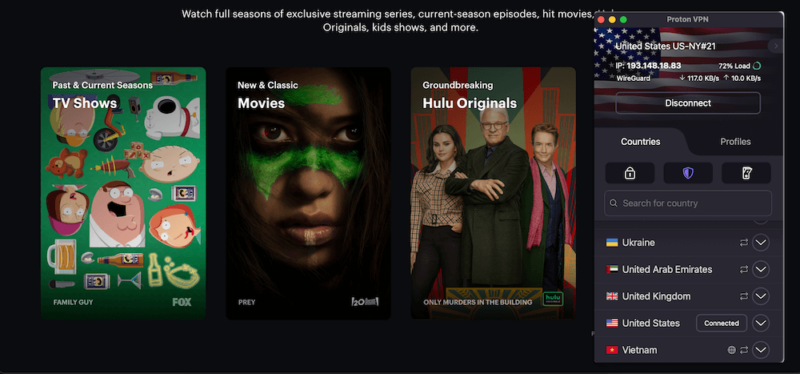 protonvpn hulu