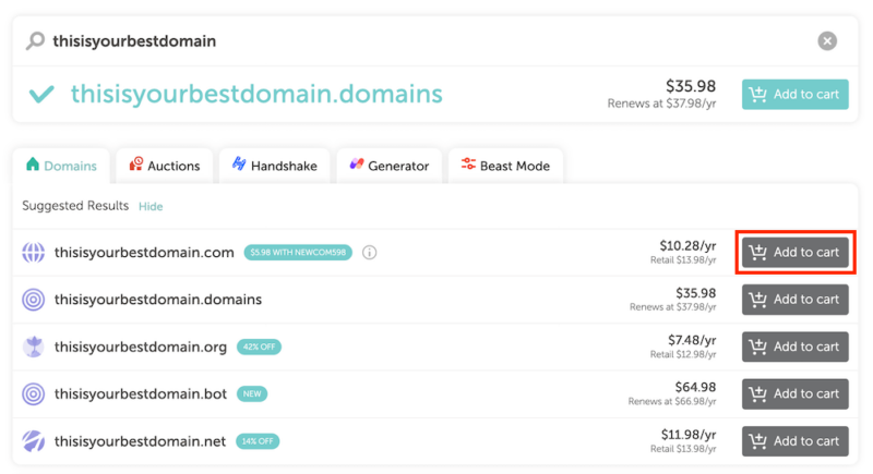 step2 domain name availability