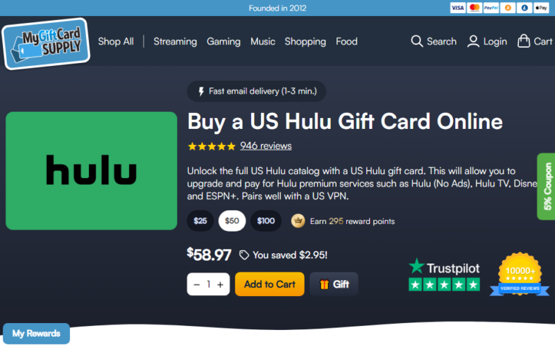 Buy Hulu gift card