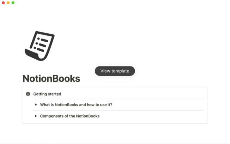 Notion books template