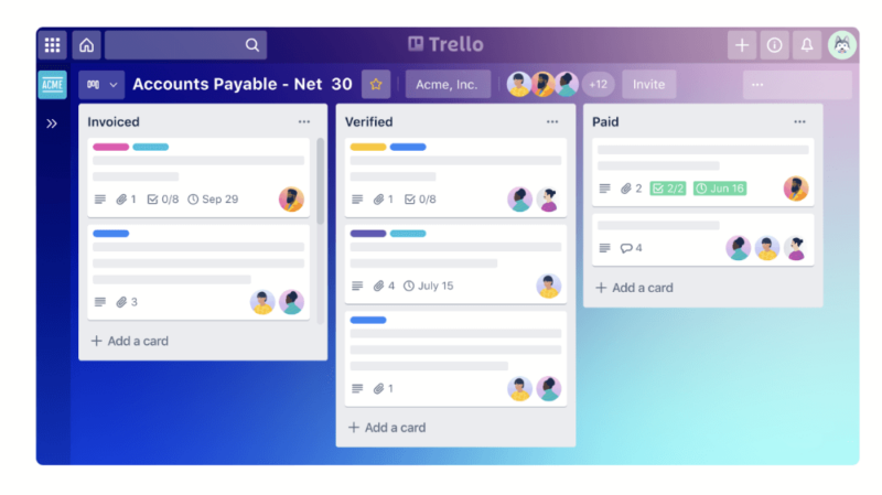 Trello accounts payable