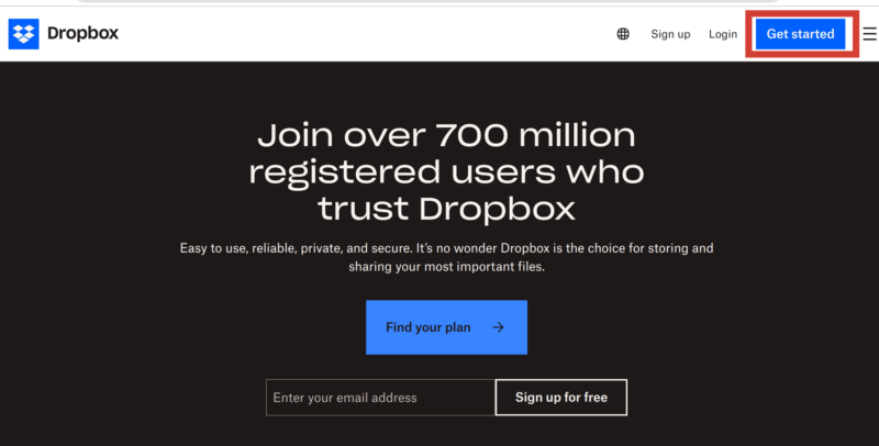 dropbox sign up